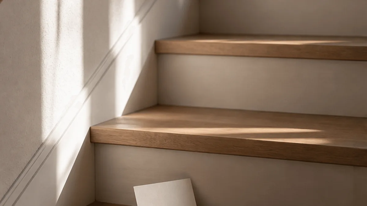 A softly lit staircase suggesting gradual exposure steps