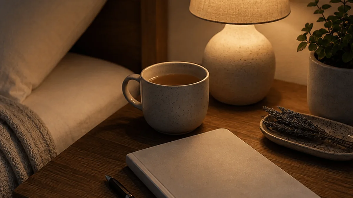 A bedside wind-down journal for insomnia support