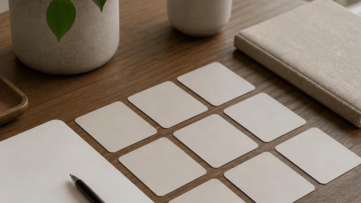Tarjetas en blanco y diario para ordenar patrones de pensamiento en TOC