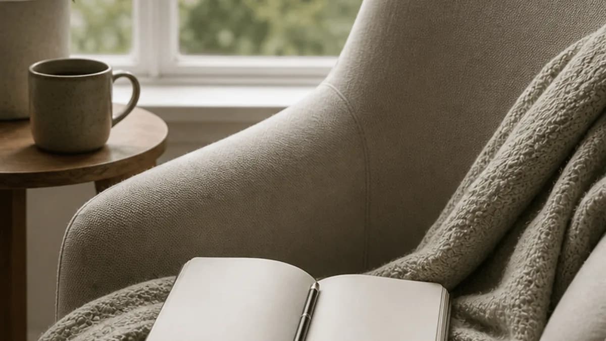 A cozy chair and blanket for recovering steadiness after panic