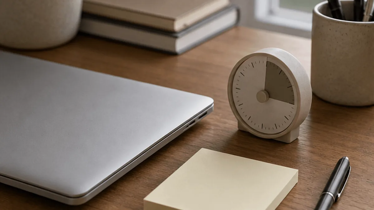 A focused desk setup for starting small with procrastination