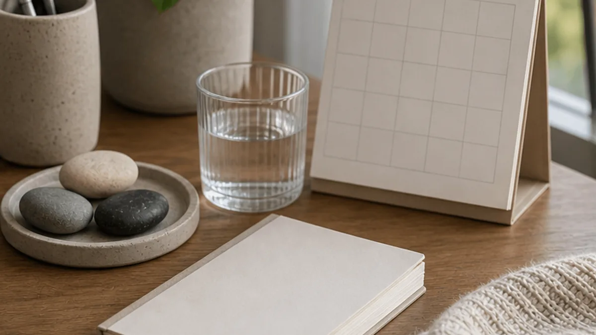 A tidy desk with breathing space for stress reflection